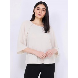 3/4 Chiffon Sleeve Round Neck Top