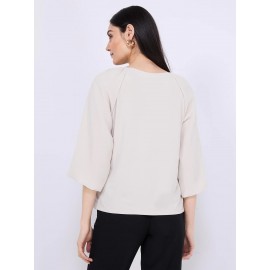 3/4 Chiffon Sleeve Round Neck Top