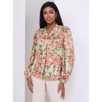Printed Popover Bow Blouse