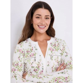 Floral Print Notch Collar Top