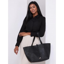 Button-Front Blouse With Ruffle Detail