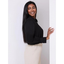 Button-Front Blouse With Ruffle Detail