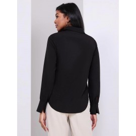 Button-Front Blouse With Ruffle Detail