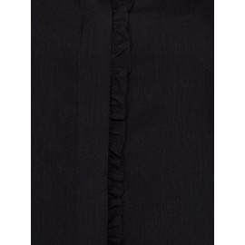 Button-Front Blouse With Ruffle Detail
