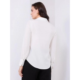 Button-Front Blouse With Ruffle Detail