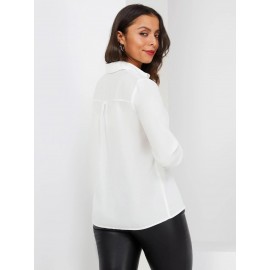 Button-Front Blouse With Contrast Piping