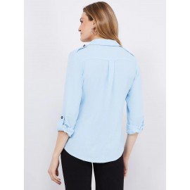 Utility Pocket Button-Front Blouse