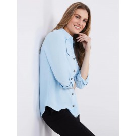 Utility Pocket Button-Front Blouse