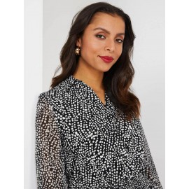 Abstract Print Collared Peplum Top