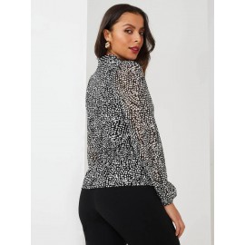Abstract Print Collared Peplum Top