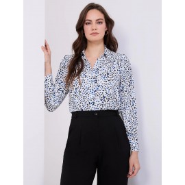 Abstract Print Button-Front Blouse With Smocked Details
