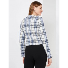 Plaid Boucle Waisted Blazer