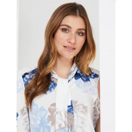 Floral Print 3/4 Sleeve Bow Top