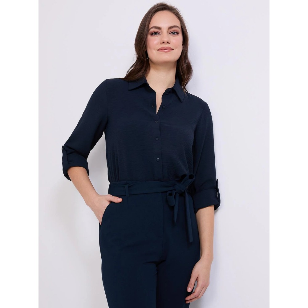 Textured Button-Front Blouse