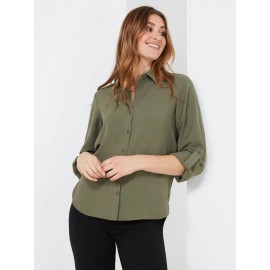 Textured Button-Front Blouse