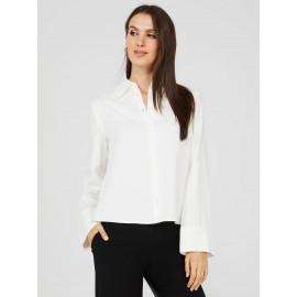 Button-Front Blouse With Wide Sleeves