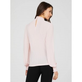 Textured Plisse Mock Neck Top
