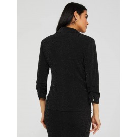3/4 Sleeve Shimmer Blazer
