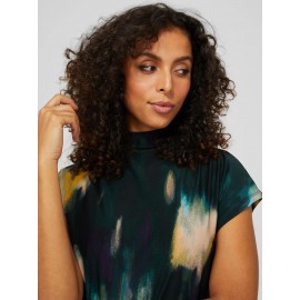 Short Dolman Sleeve Printed Funnel Neck Top