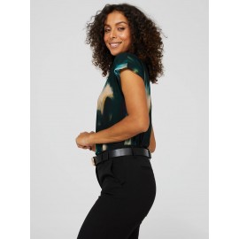 Short Dolman Sleeve Printed Funnel Neck Top