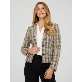 2-Button Plaid Boucle Blazer