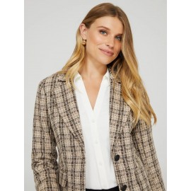 2-Button Plaid Boucle Blazer
