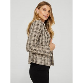 2-Button Plaid Boucle Blazer