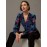 Floral Print V-Neck Plisse Long Sleeve Top