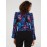 Floral Print V-Neck Plisse Long Sleeve Top