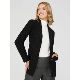 6-Button Open Blazer With Flap Pockets