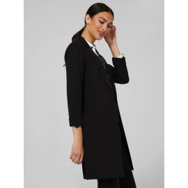 Long Open Blazer With Front Pockets