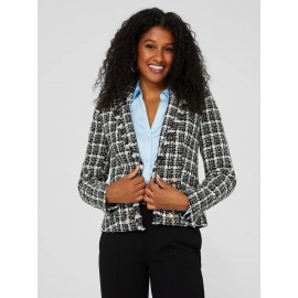 Boucle Blazer With Frayed Collar