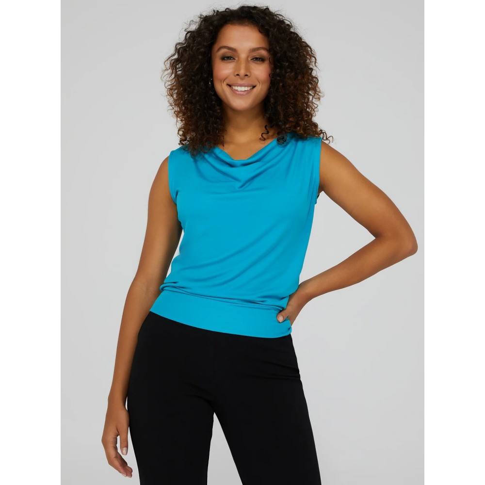 Sleeveless Cowl Neck Top With Bottom Band