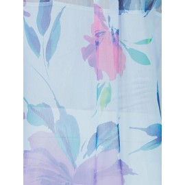 Floral Print Chiffon Blouse With Neck Tie