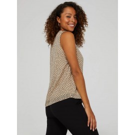 Polka Dot Crepe Chiffon Sleeveless Blouse