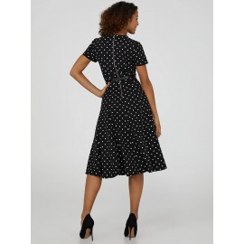 Polka Dot Belted Midi Dress