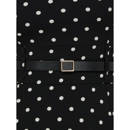 Polka Dot Belted Midi Dress