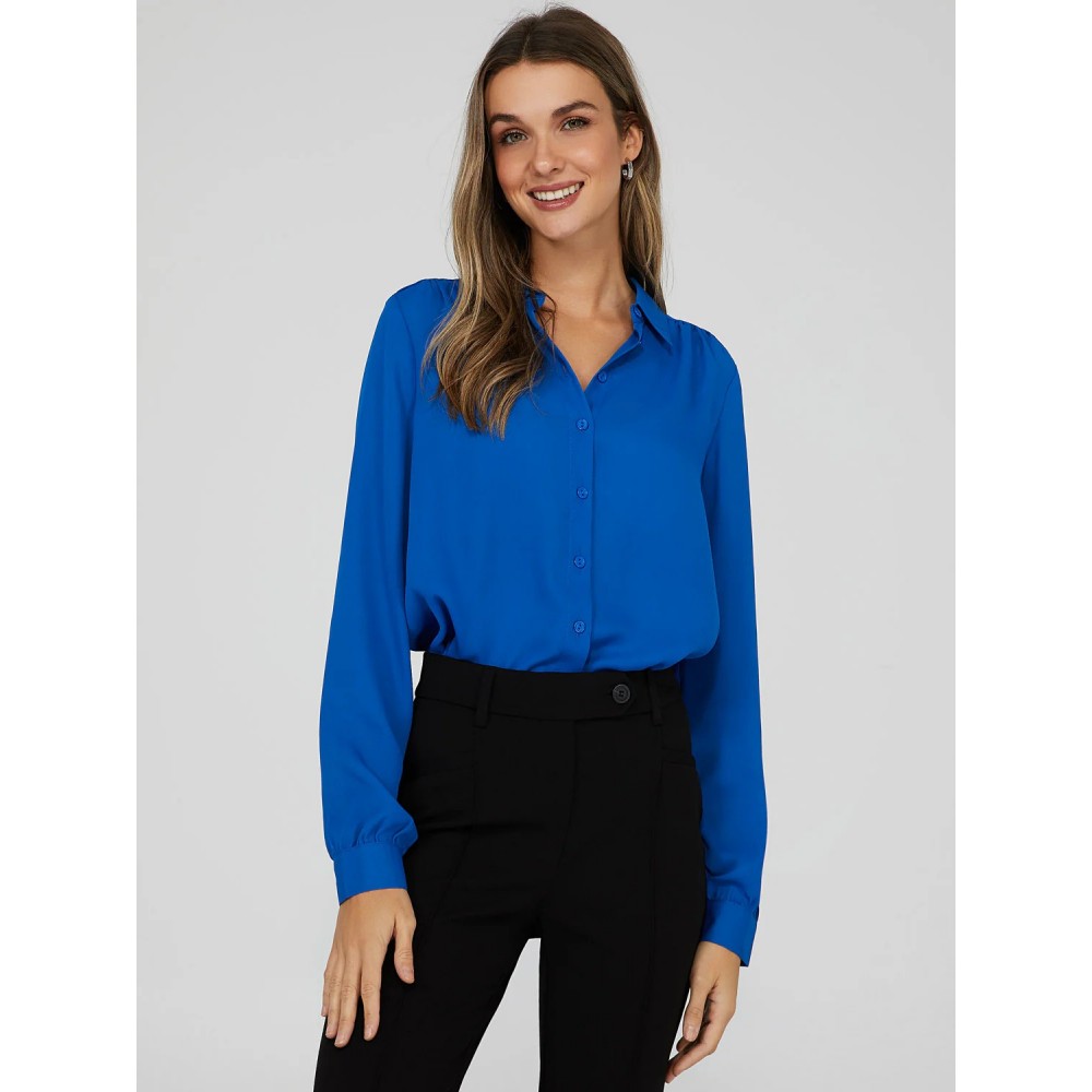 Crepe Chiffon Button-Down Blouse
