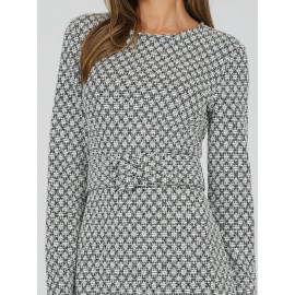 Belted A-Line Knee Length Dress